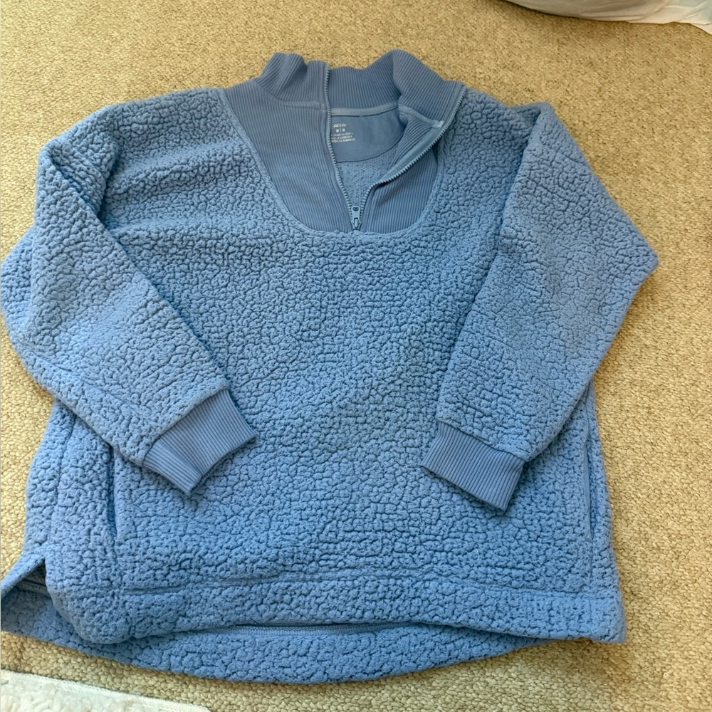 Aerie Light Blue Sherpa Turtleneck Sweater